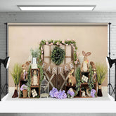 Aperturee - Lilac Rabbits Green Garden Easter Photo Backdrop